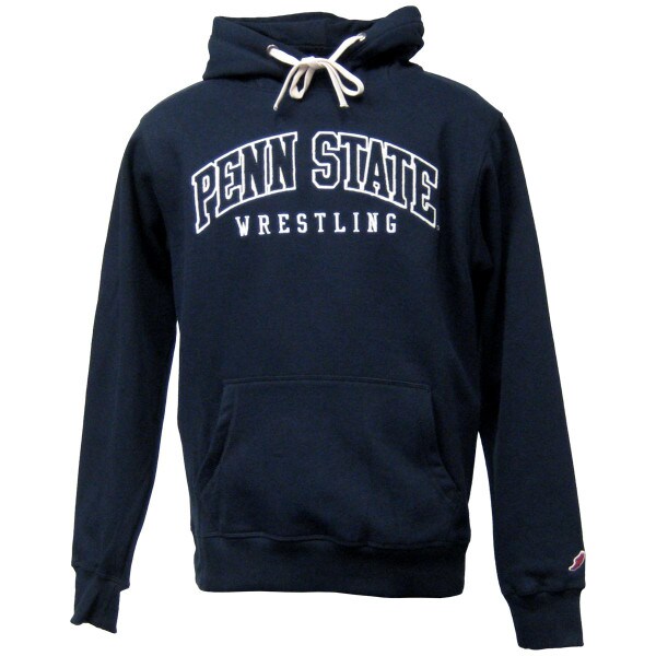 navy hooded sweatshirt with sewn Penn State Wrestling